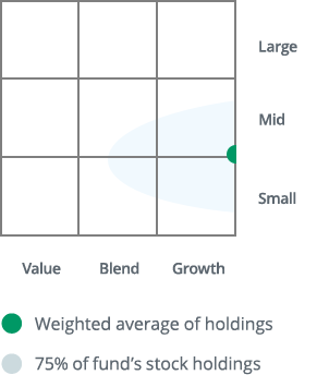 Thrivent Small Cap Stock Fund appeared as a mid market-cap size, growth investment style fund on the Morningstar Style Box™.