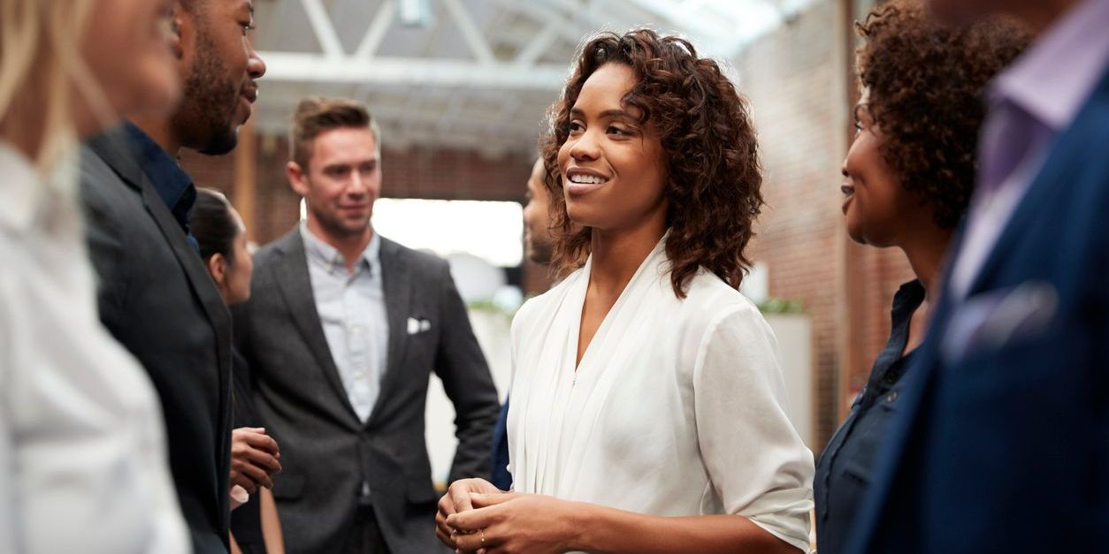 Financial professional networking with prospective clients