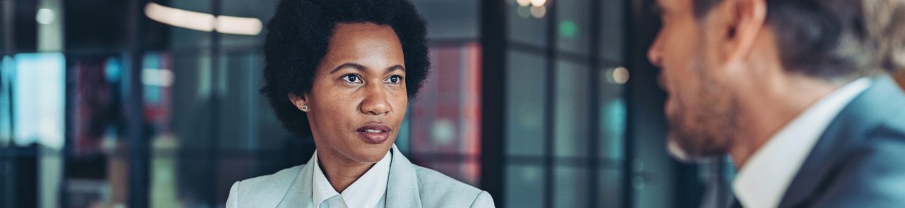 Two business people talking in the office